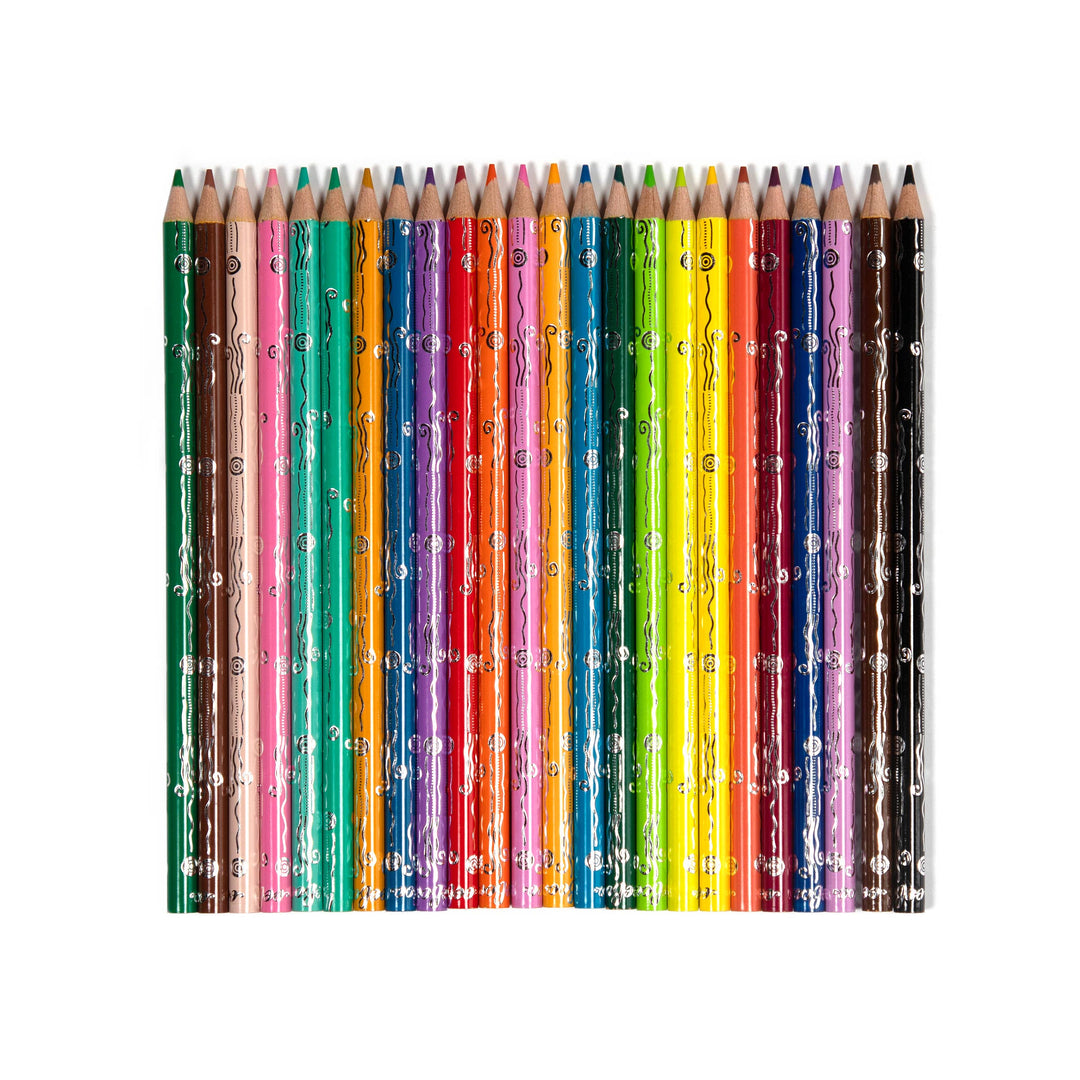 eeBoo Mushroom 24 artist watercolor pencils gift set opened showing full color selection