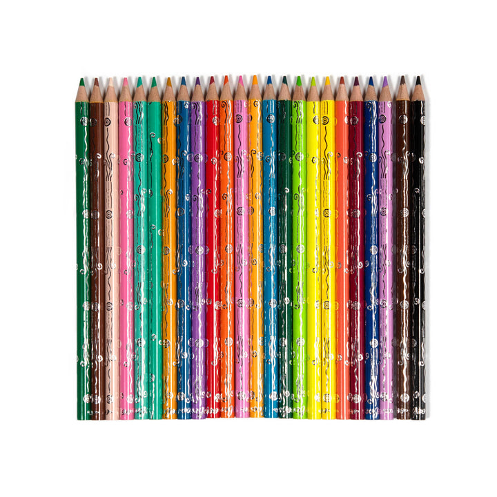 eeBoo Mushroom 24 artist watercolor pencils gift set opened showing full color selection