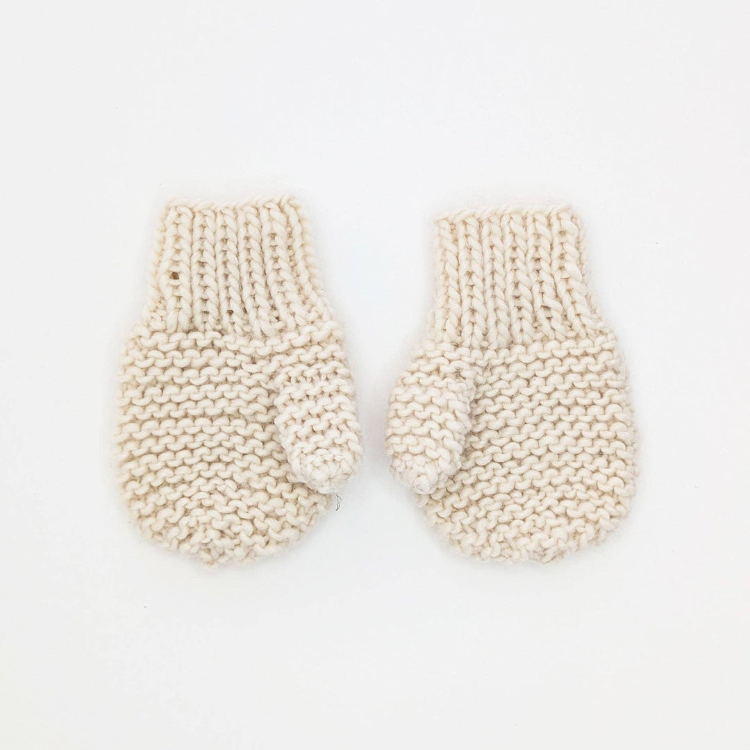 Huggalugs Garter Stitch Mittens Natural for Toddlers & Kids, soft and cozy baby mittens for chilly days.