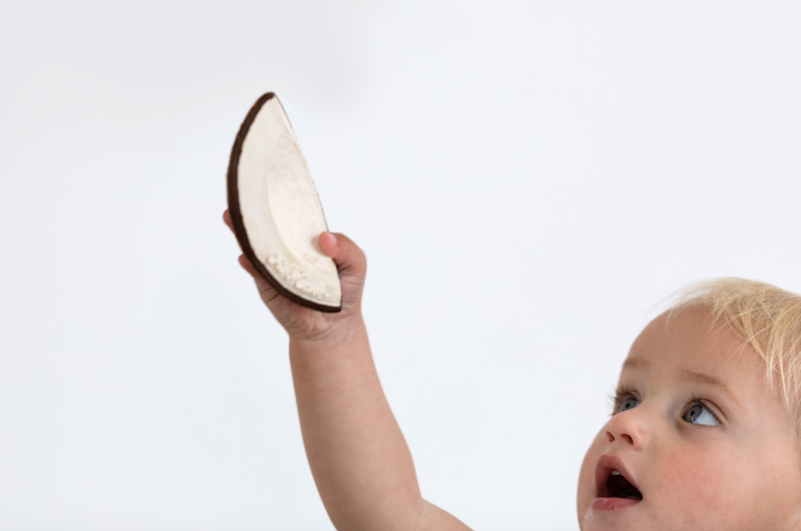 Soothe your little one with Oli & Carol Coco the Coconut, a playful teether.
