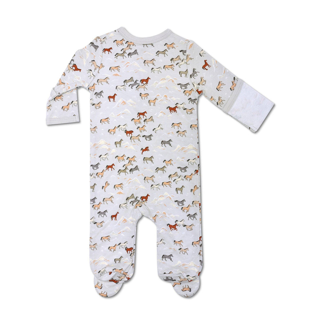 super soft horse patterned bamboo snap apple park footie 