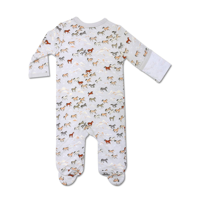 super soft horse patterned bamboo snap apple park footie 