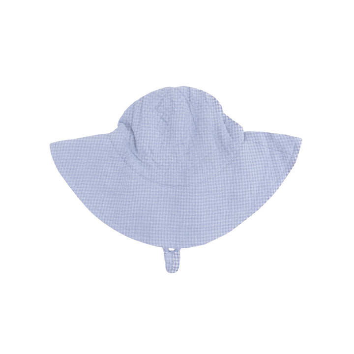 micro gingham blizzard blue angel dear toddler bucket hat on white background