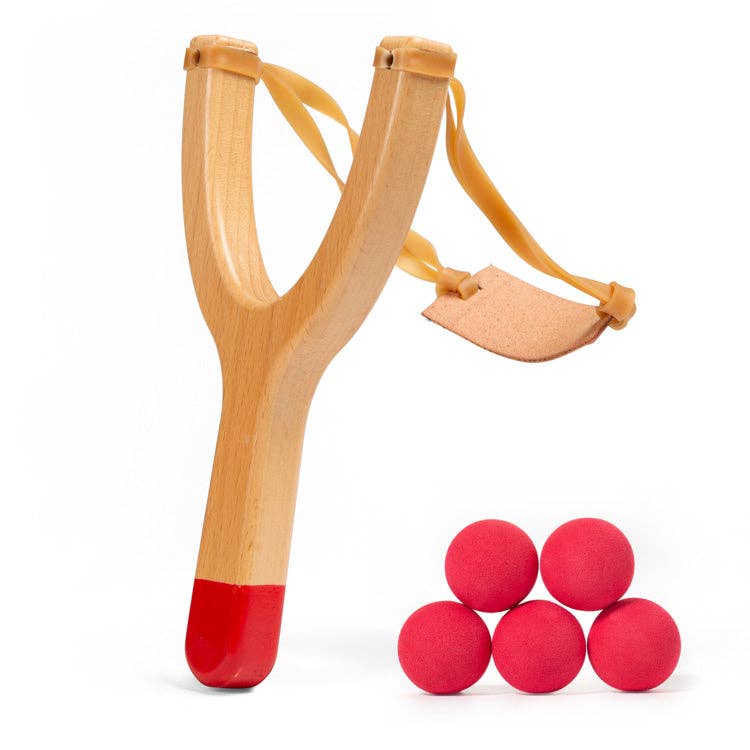 Huckleberry wooden slingshot children's outdoor toy with foam balls