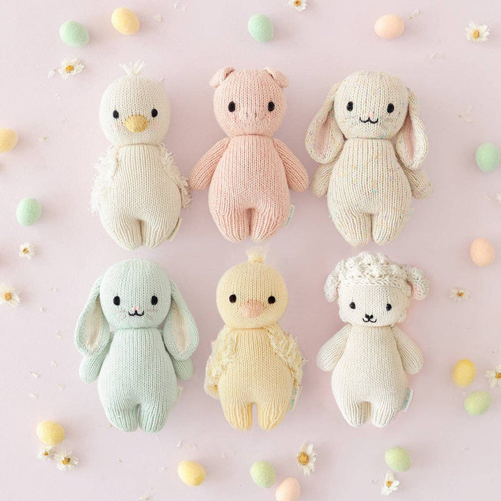 six cuddle + kind soft baby animals in light pastel colors for infants babies and toddlers