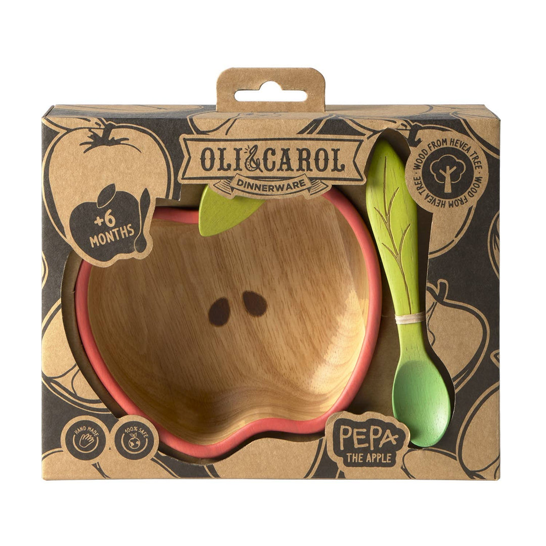 pepa apple wooden toddler plate oli caroll 