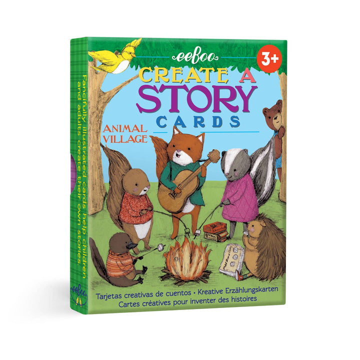 eeBoo Animal Village Create a Story card game box with Stephanie Graegin illustration