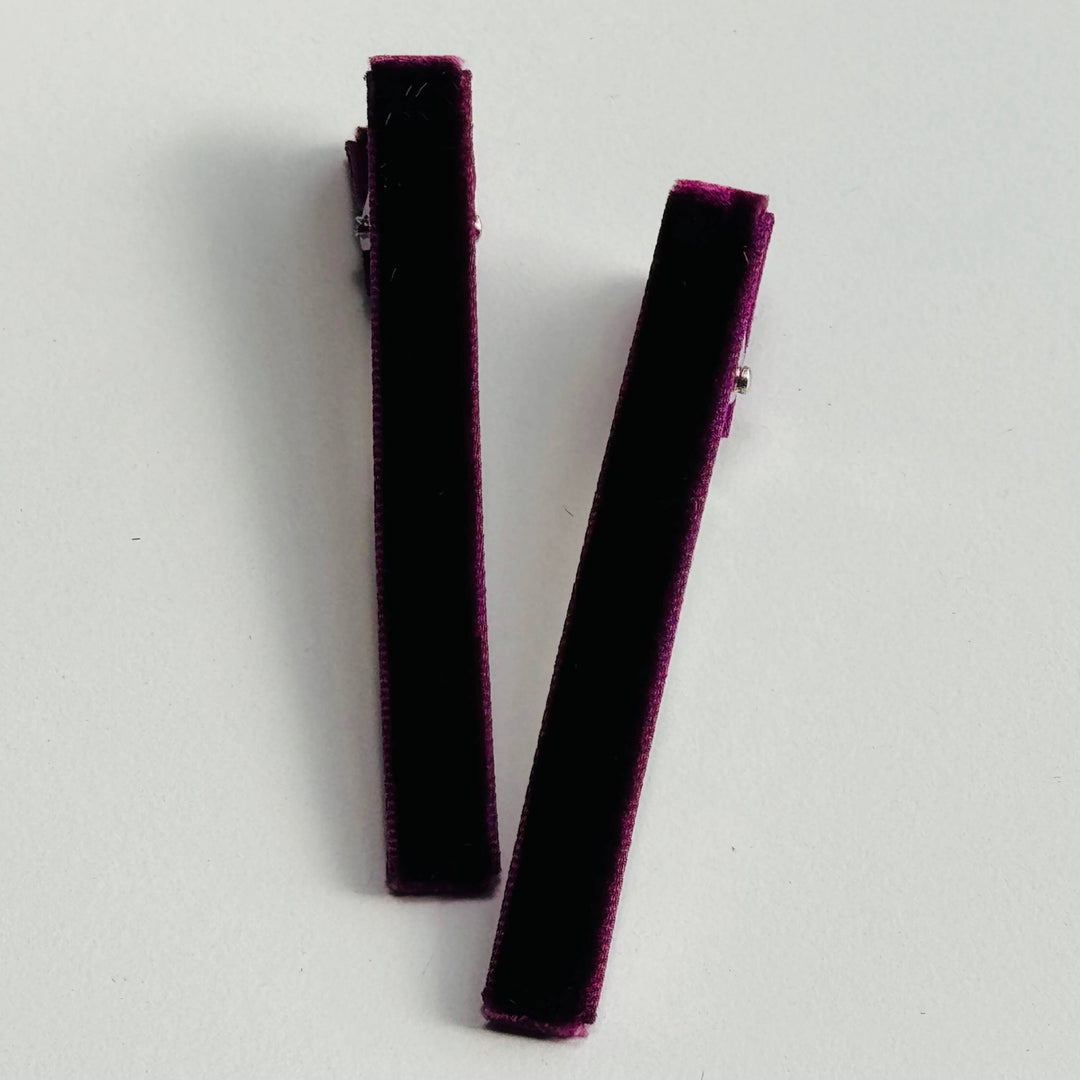 Classic styling with Cookie & the Dude Japanese Velvet Bar Clips - Warm small velvet barrettes for girls