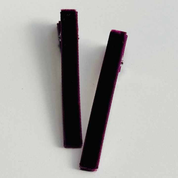 Classic styling with Cookie & the Dude Japanese Velvet Bar Clips - Warm small velvet barrettes for girls