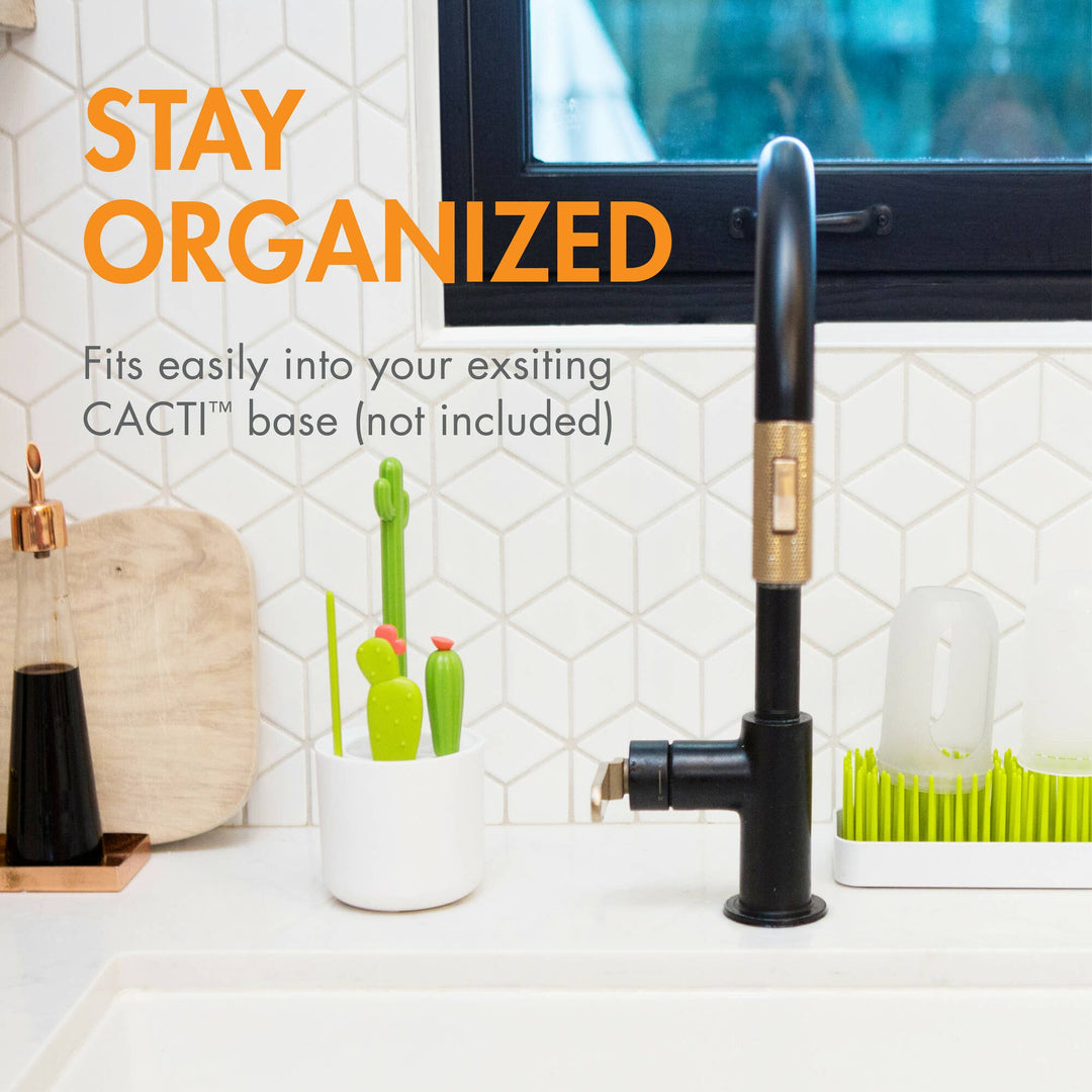 Boon Cacti Bottle Cleaning Brush Set Green, straw, nipple, detail and bottle brushes