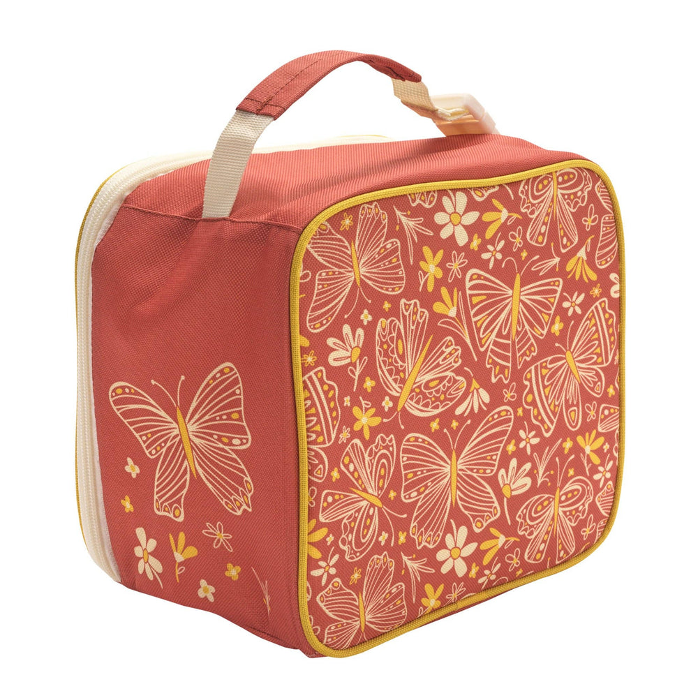 coral kids sugarbooger lunch box with butterfly detail 