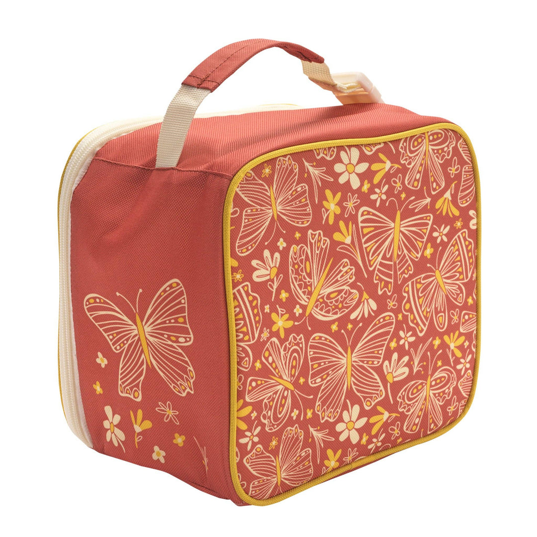 coral kids sugarbooger lunch box with butterfly detail 