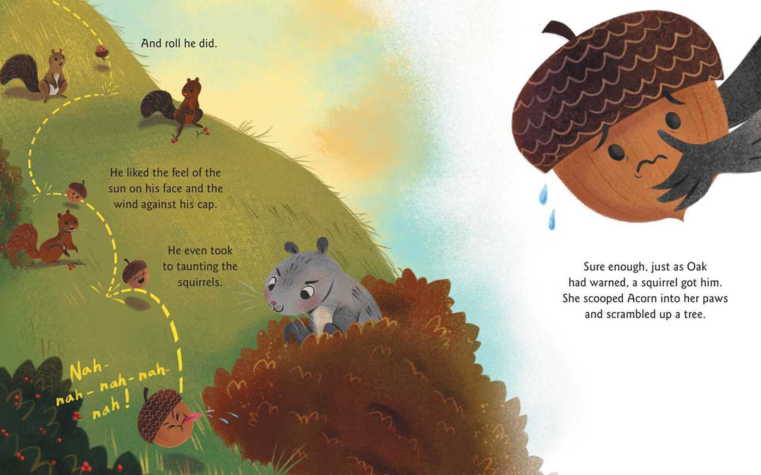 Simon & Schuster picture book Acorn Was a Little Wild hardcover shows Acorn leaping through a meadow