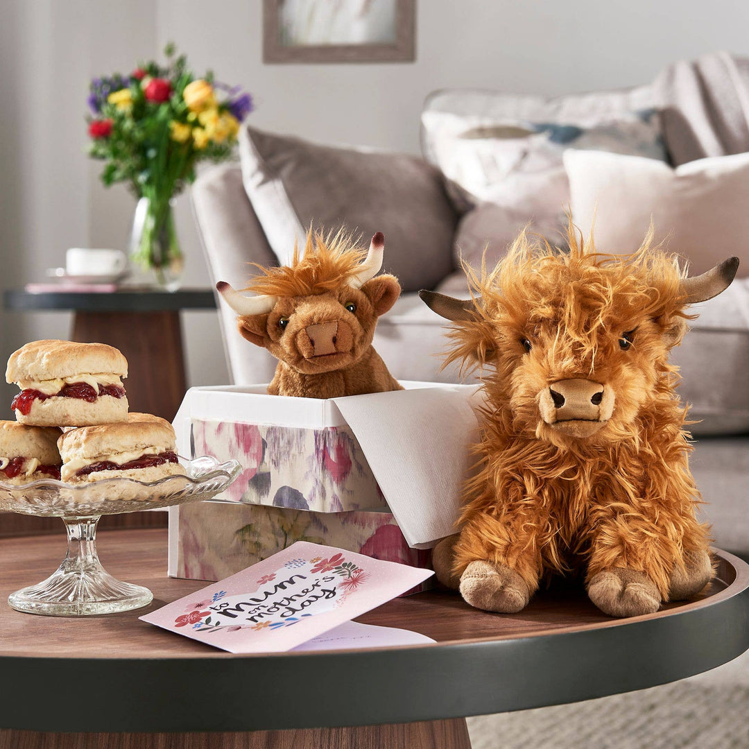 Bring home the Keycraft Highland Cow Large Stuffed Toy, a charming addition to any toy animals collection