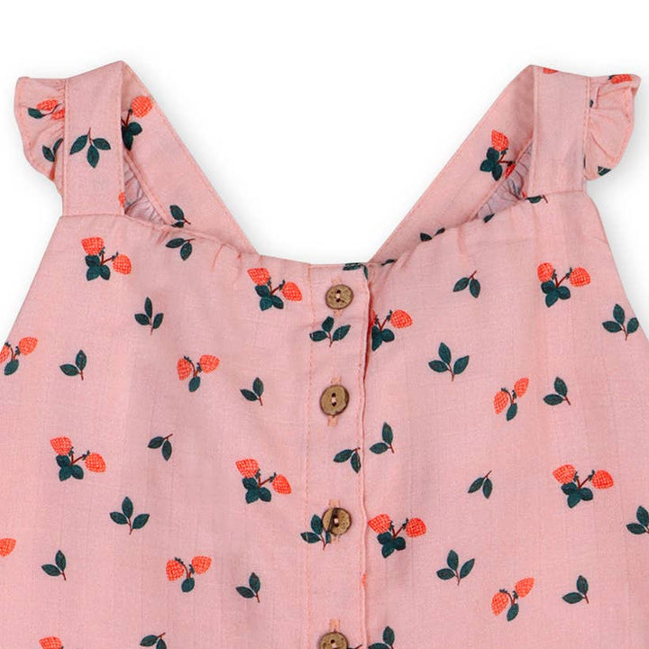 Adorable newborn baby outfits featuring the Strawberry Ruffled Baby Jumpsuit from Viverano Organics with sweet strawberry print