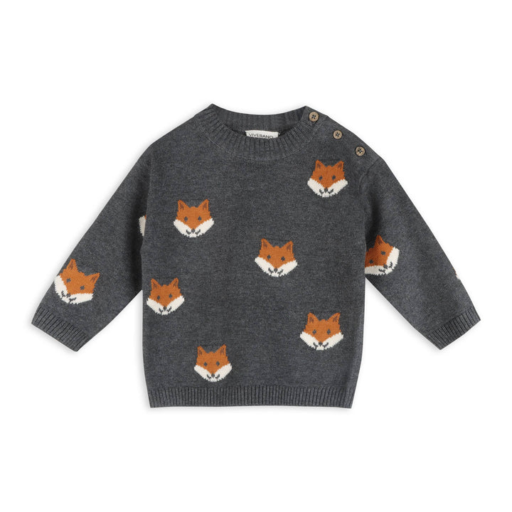 Fox Jacquard Knit Baby Pullover (Organic Cotton)