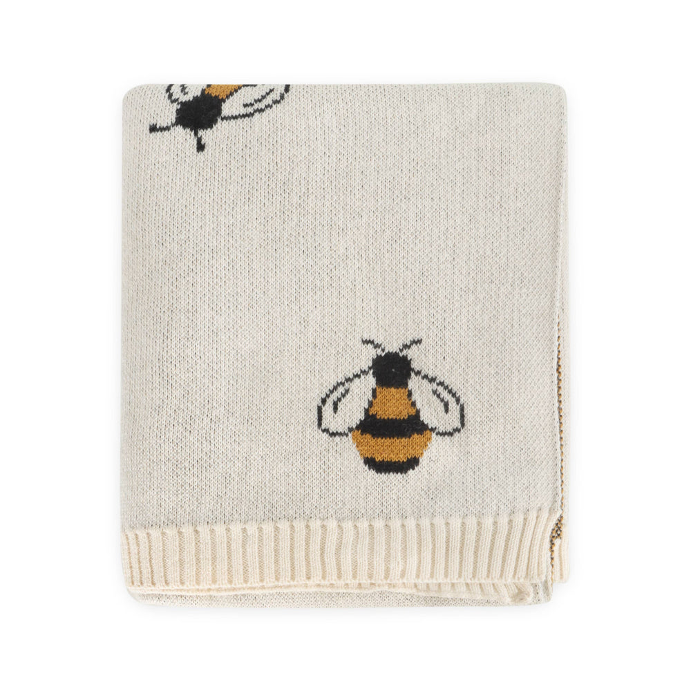 Snuggle your little one with Viverano Organics Bee Organic Cotton Jacquard Sweater Knit Baby Blanket, a top baby knit blanket.
