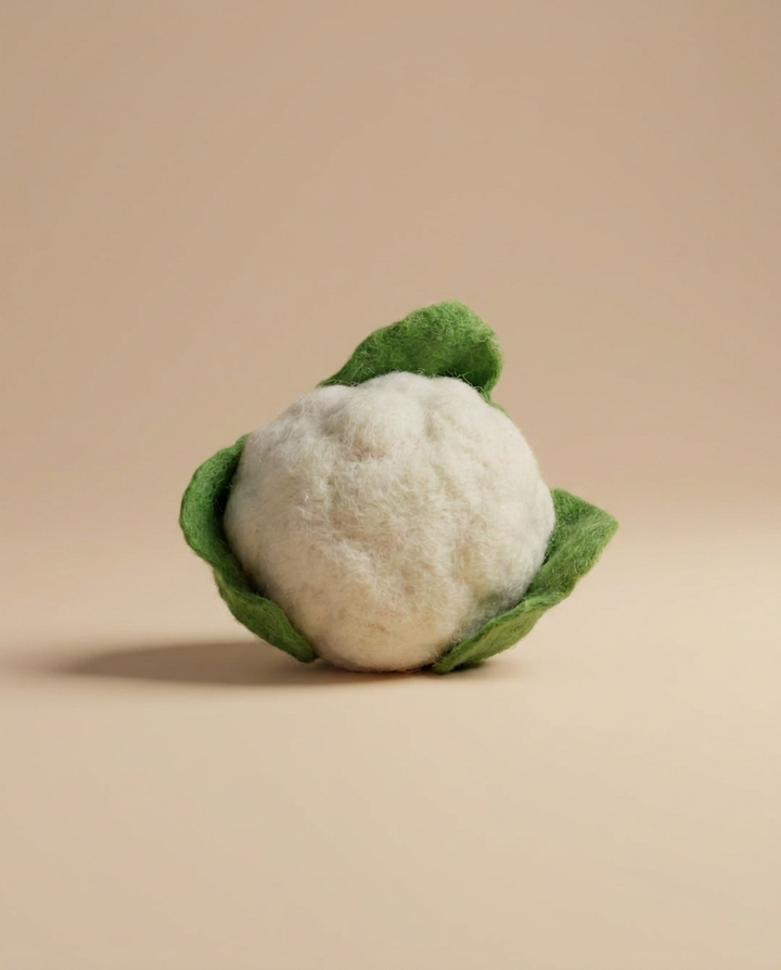 Kaddu Felt Cauliflower Vegetable Play Food, handmade wool toy for pretend play