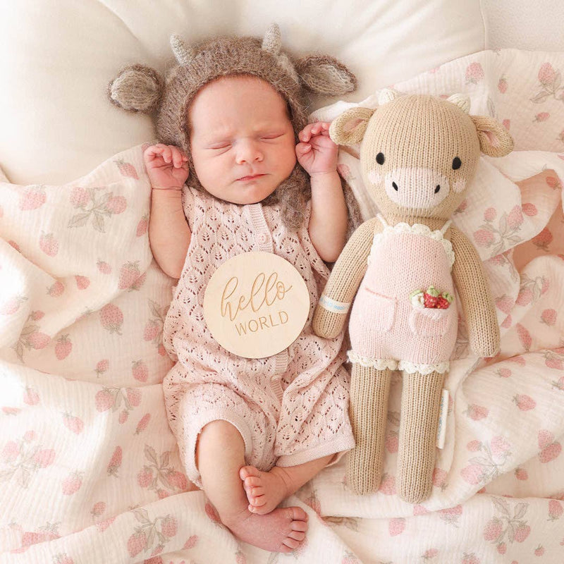 handmade organic cotton cuddle and kind poder pink ava the cow doll