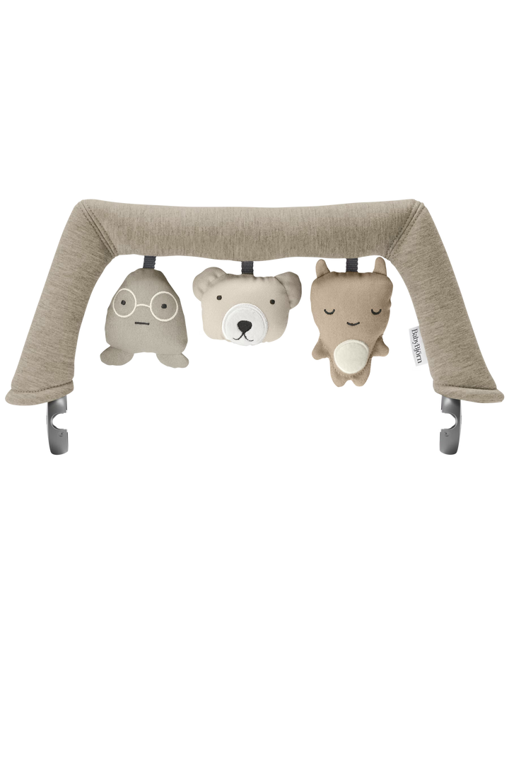 BabyBjorn Bouncer Toy toy bar attachment detail showing googly eyes or soft friends toy