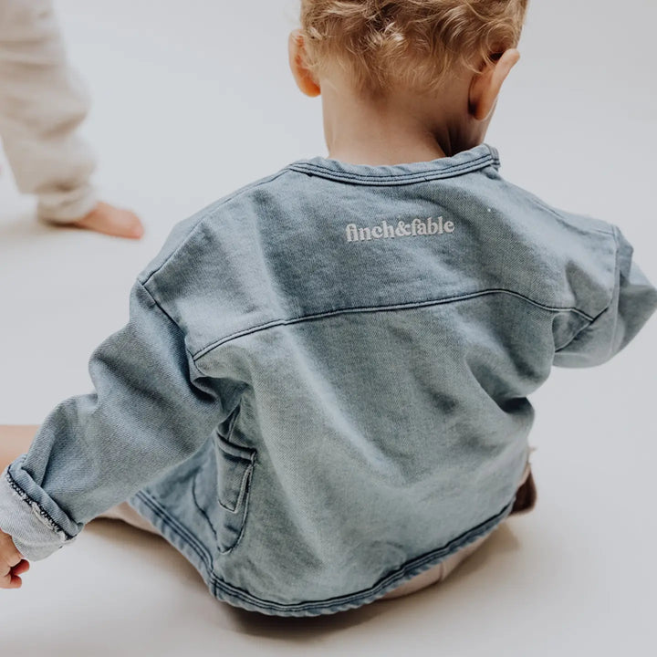 finch & fable organic cotton lightweight baby jean jacket for summer 