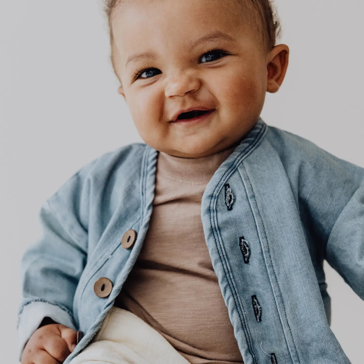 finch and fable light wash blue denim jacket for baby