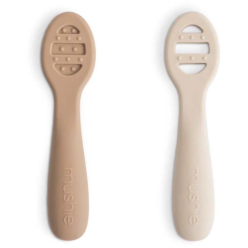 baby spoon set for feeding mushie brown