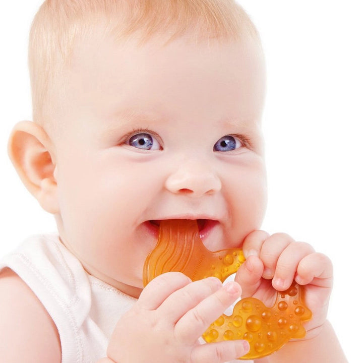 Baby teething with Caaocho fish-shaped textured teether