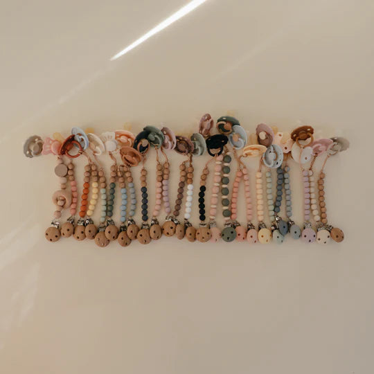 Mushie Hera pacifier clip collection