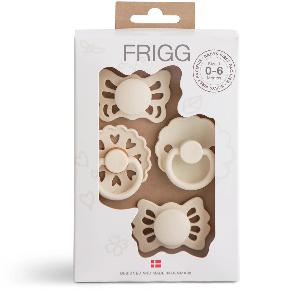 frigg baby's first pacifier set floral heart cream