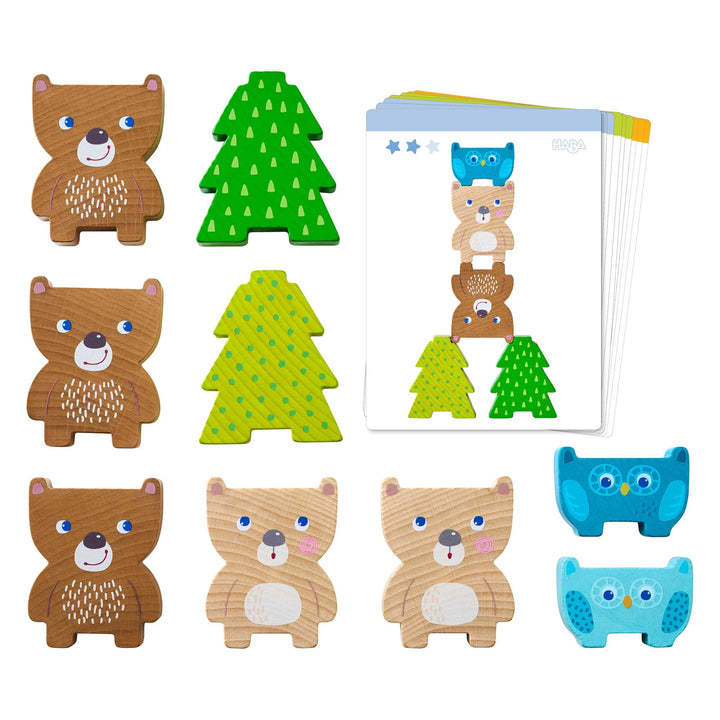 Build and stack with HABAÕs Forest Friends Stacking Toy, a fun educational toy made from colorful wood for toddlers.