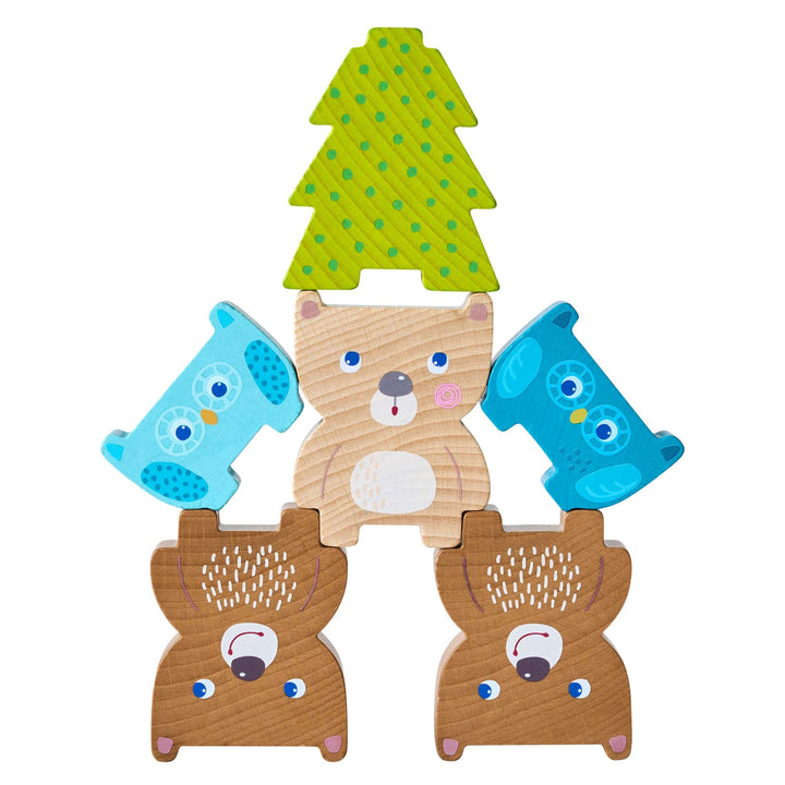 HABAÕs Forest Friends Stacking Toy, a perfect Montessori toy that enhances stacking and fine motor skills in kids.