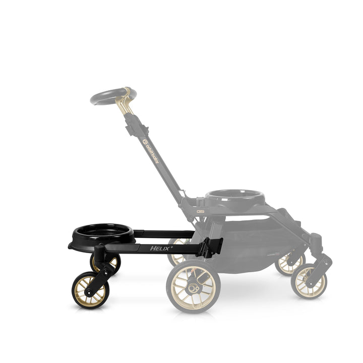 Detailed view of Orbit Baby Helix+ Double Stroller Attachment Black Luxe highlighting precision construction and twin stroller reliability.