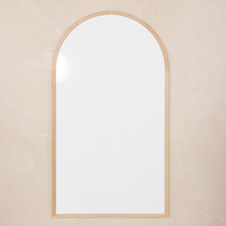 Whiteboard side of the Gathre Chalkboard shown alone, framed in warm natural wood