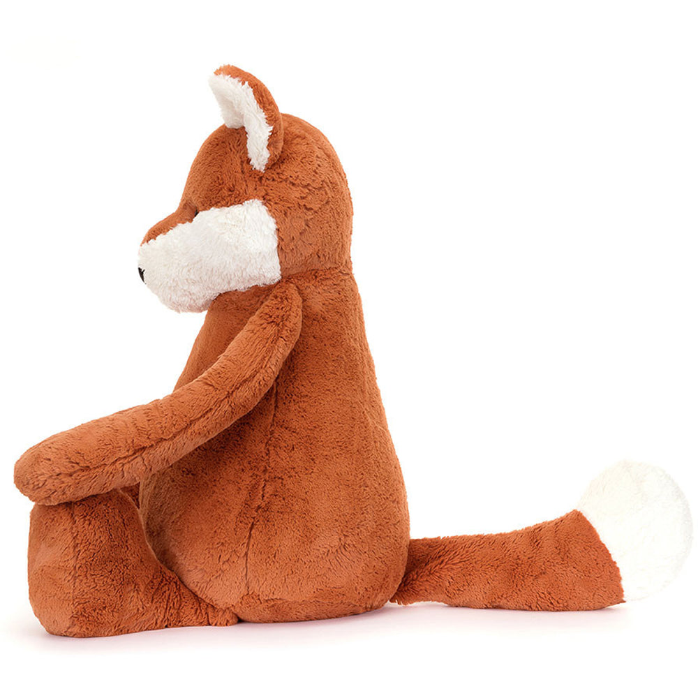 side profile of a giant jellycat fox cub