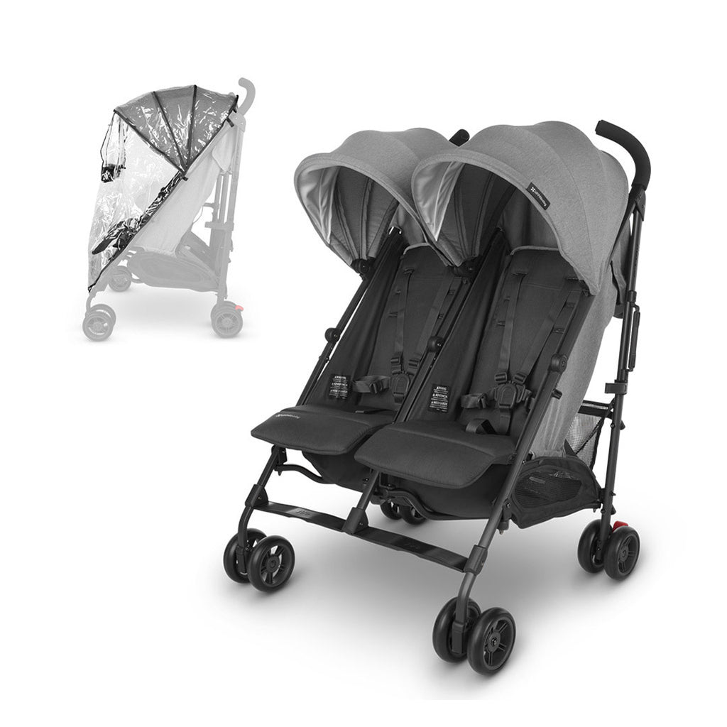 uppababy double stroller greyson glink with rainshield