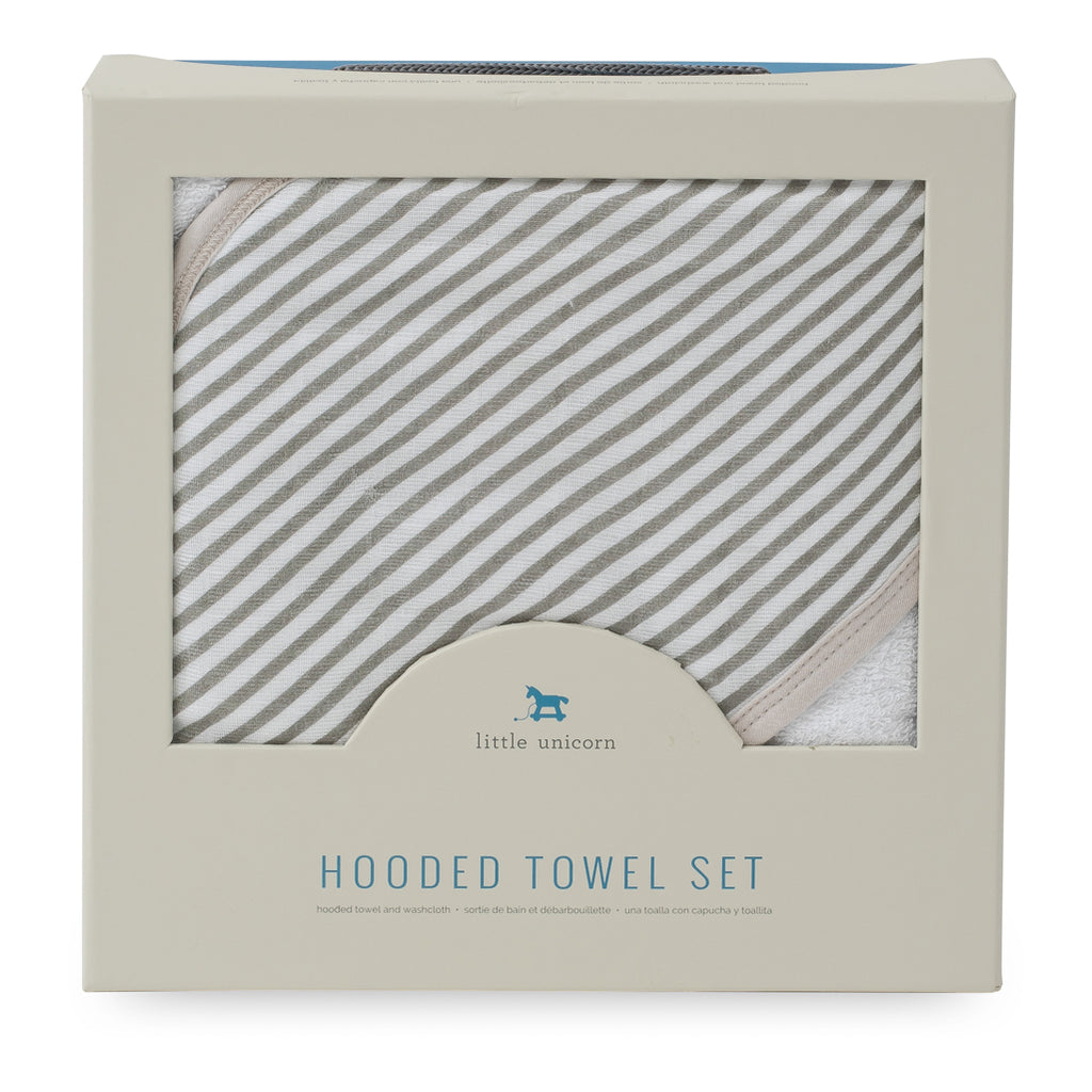 Little unicorn striped hooded towel set