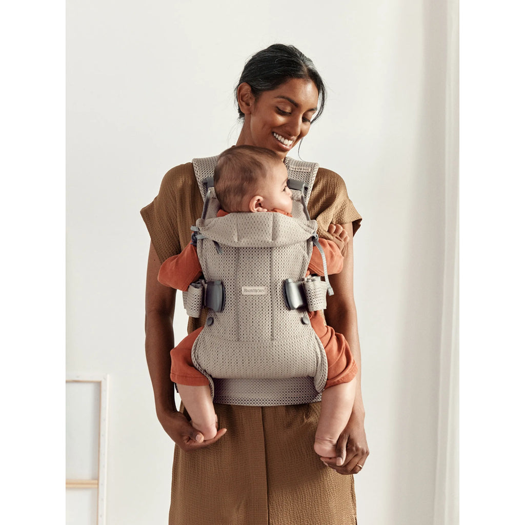 baby bjorn grey beige mesh baby carrier