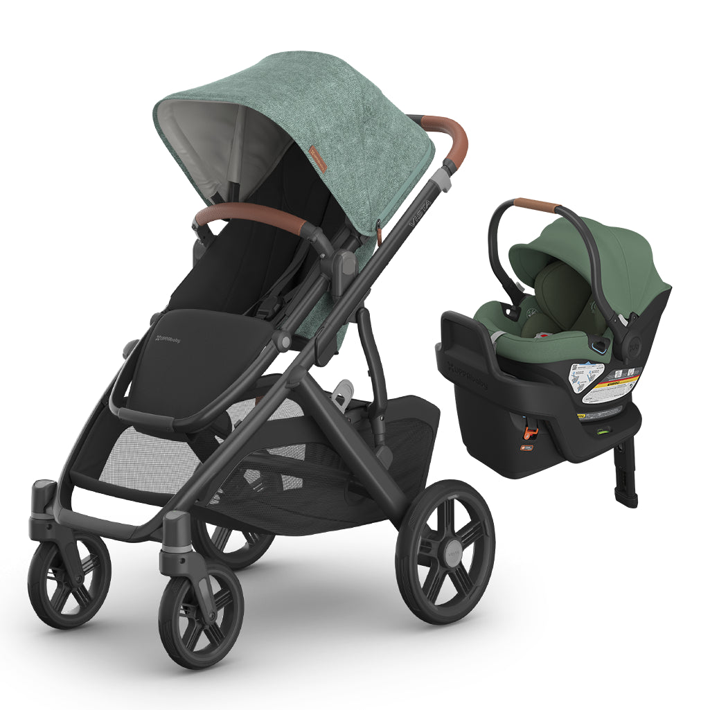 UPPA baby stroller Vista V3 with Aria Carseat in gwen green