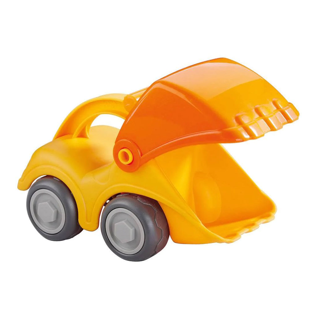 Yellow and orange sand excavator toy for kids, designed for digging fun.