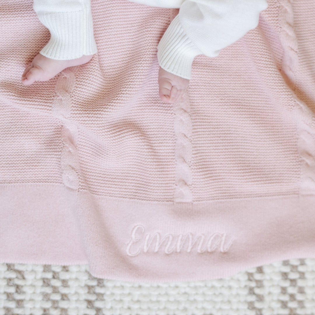 Timeless Pink Saranoni Heirloom Cotton Knit Receiving Blankets keep things elevated and refined for a soft baby blankets wardrobe.
