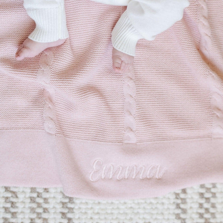 Timeless Pink Saranoni Heirloom Cotton Knit Receiving Blankets keep things elevated and refined for a soft baby blankets wardrobe.