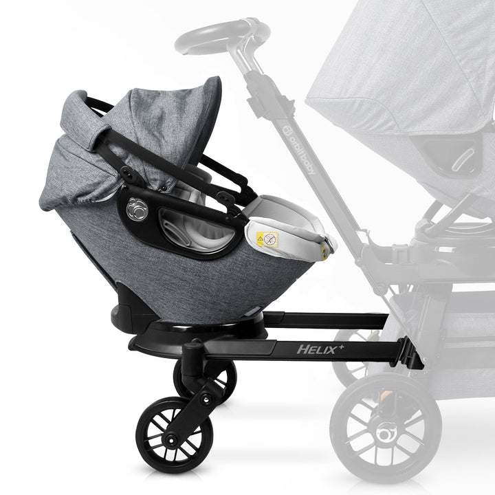 The MŽlange Grey with Black frame Orbit Baby Helix+ with G5 Infant Car Seat blends comfort and function in one versatile carseat stroller.