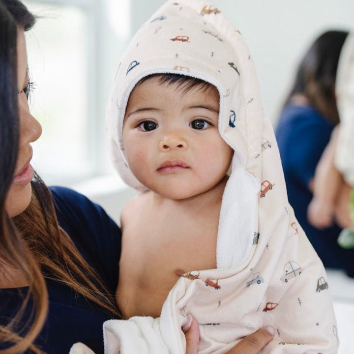 Saranoni Hooded Towels Cars, baby hooded towels perfect for snuggly post-swim warmth.