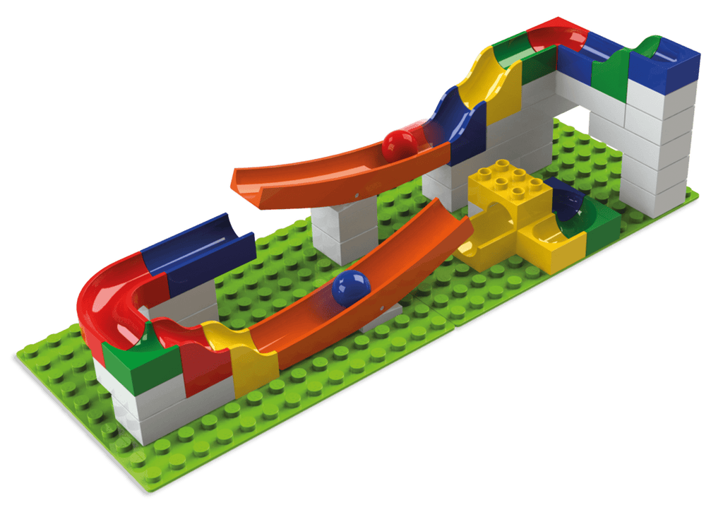 example of fully built block set marble track by haba