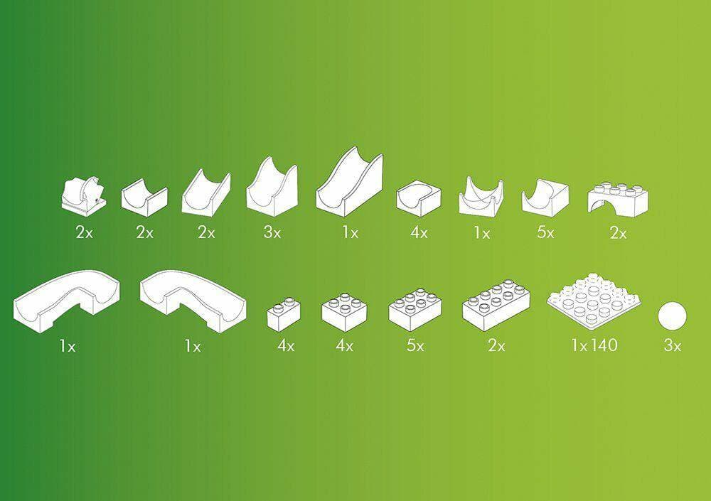 diagram of haba marble run set block pieces for kids