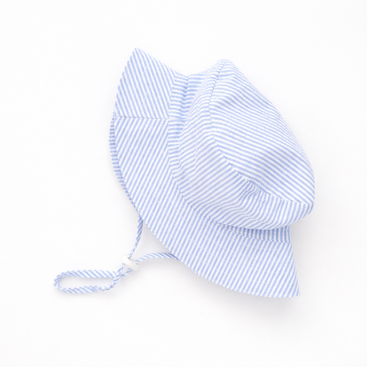 huggalugs blue seersucker upf 50 bucket hat for babies and toddler 