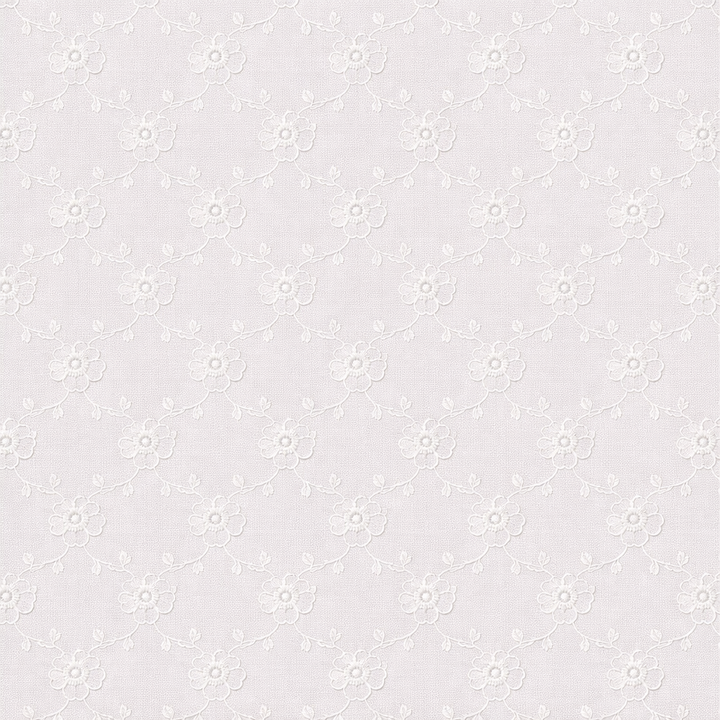 close up of huggalugs white floral embroidered sun safe fabric for baby and toddler sunhat