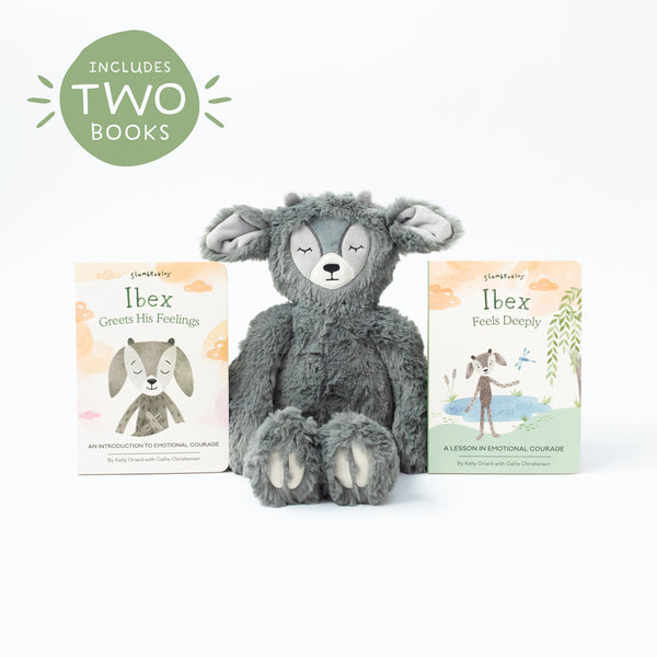 slumberkins ibex's emotional courage set with two books