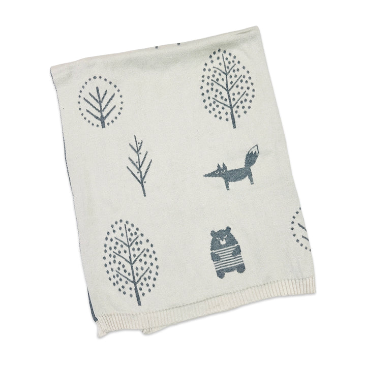Viverano Organics Into the Woods Cotton Knit Reversible Baby Blanket Lighter Side